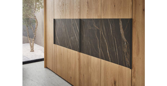 DREHTÜRENSCHRANK in Wildeiche - Wildeiche/Schwarz, Design, Holz/Metall (302/223/62cm) - Valnatura