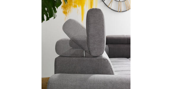 ECKSOFA Dunkelgrau Webstoff - Dunkelgrau/Silberfarben, Design, Textil/Metall (295/201cm) - Hom`in