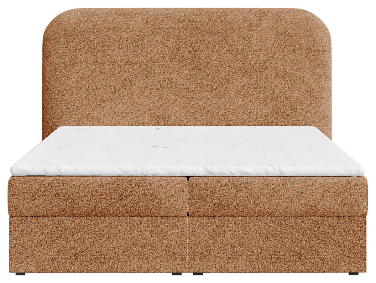 BOXBETT 140/200 cm,  in Terracotta, Bettkasten, Topper, H2 + H3 = mittel + fest  - Terracotta/Schwarz, MODERN, Holz/Kunststoff (140/200cm) - MID.YOU