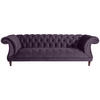 CHESTERFIELD-DREISITZER-SOFA Lila Velours  - Lila/Nussbaumfarben, Design, Holz/Textil (253/80/100cm) - Max Winzer