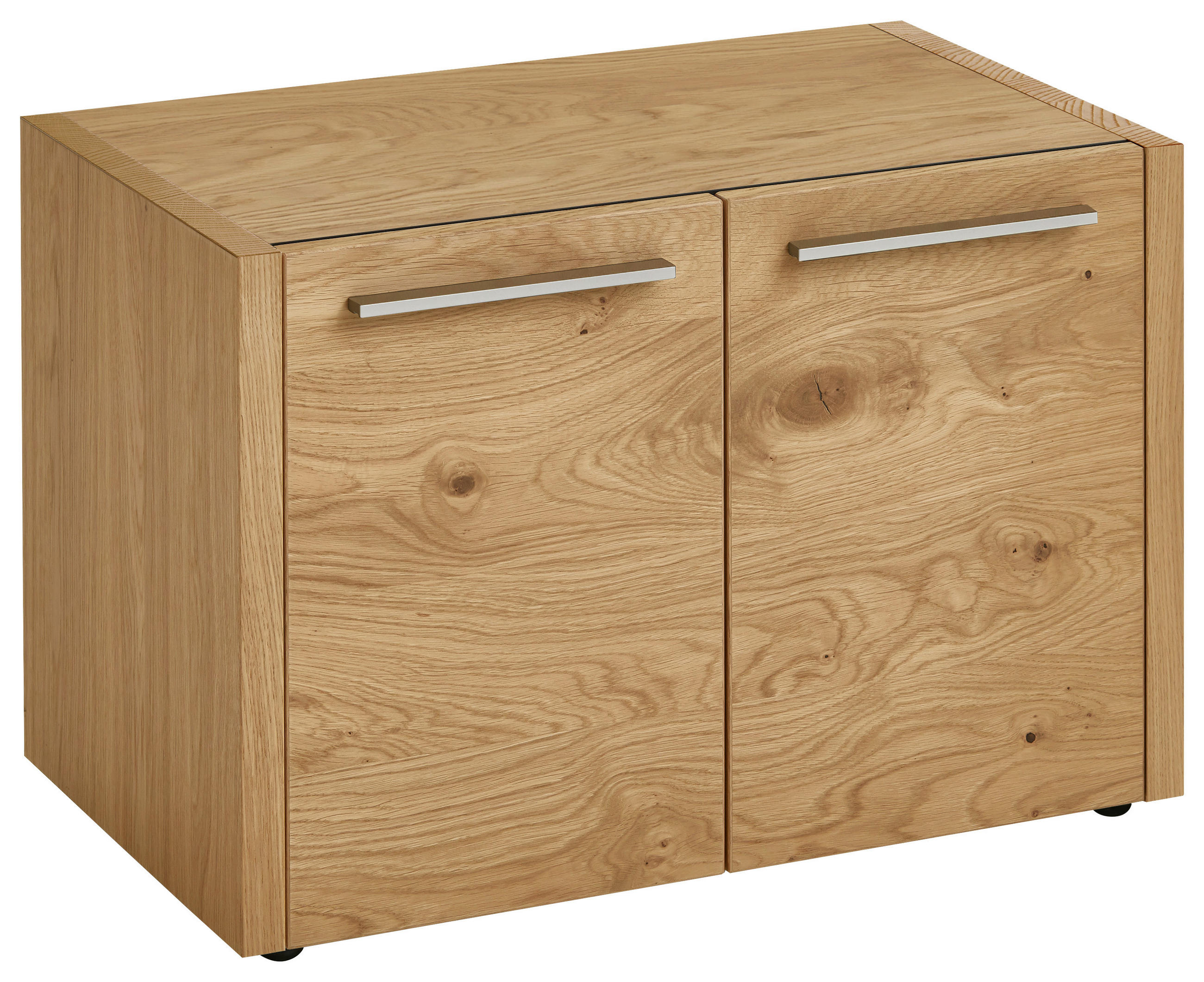 GARDEROBENBANK Eiche, Balkeneiche furniert Eichefarben - Eichefarben/Silberfarben, Design, Holz/Kunststoff (66/45/41cm)