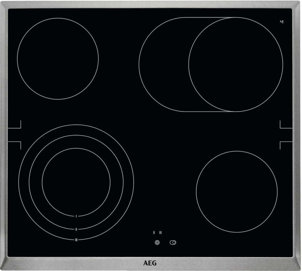 GLASKERAMIKKOCHFELD HE604070XB  - Edelstahlfarben/Schwarz, Basics, Glas/Metall (57,6/51,6cm) - AEG