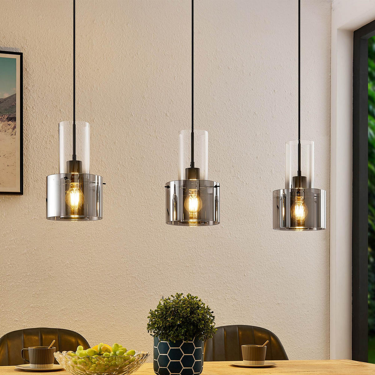 HÄNGLAMPA Eos 97/18/150 cm  - mörkgrå, Design, metall/glas (97/18/150cm) - Dieter Knoll