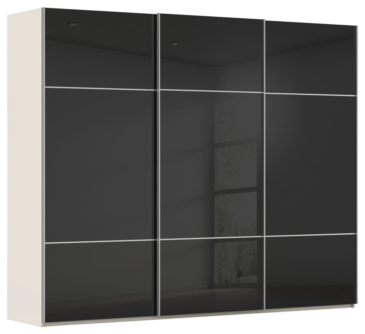 SCHWEBETÜRENSCHRANK Schwarz, Champagner  - Champagner/Alufarben, Konventionell, Glas/Holzwerkstoff (271/223/68cm) - Novel