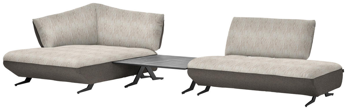 ECKSOFA in Webstoff, Struktur Sandfarben, Beige  - Sandfarben/Anthrazit, Design, Textil/Metall (172/265cm) - Joop!