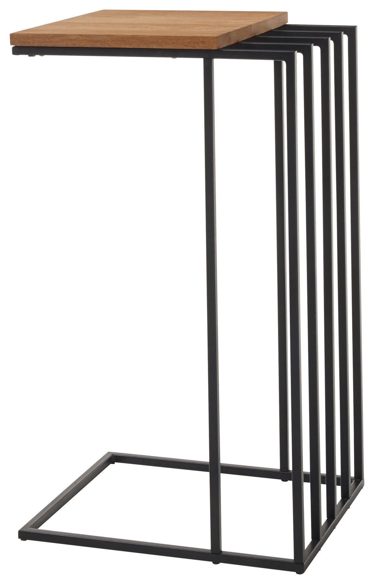 BEISTELLTISCH 40/35/70 cm Eiche massiv Naturfarben, Schwarz, Eichefarben rechteckig  - Eichefarben/Schwarz, Holz/Metall (40/35/70cm) - Xora
