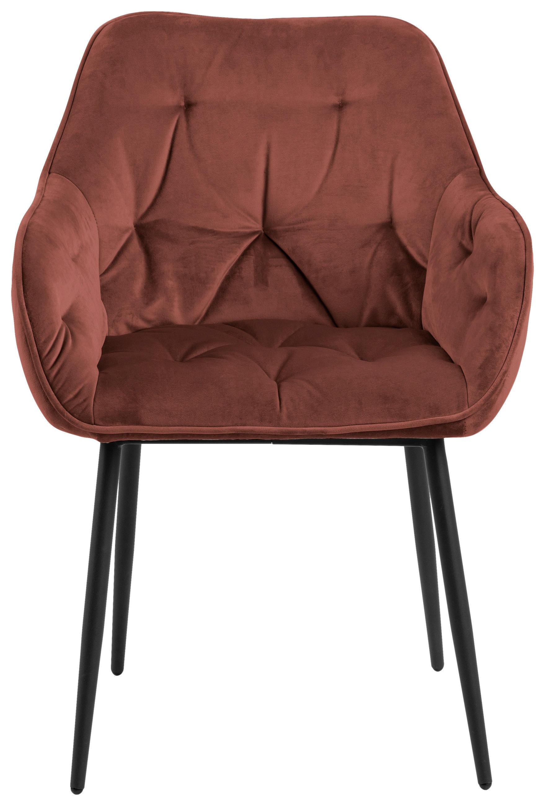 ARMLEHNSTUHL  in Samt  - Koralle/Schwarz, Trend, Textil/Metall (58/83/55cm) - Livetastic