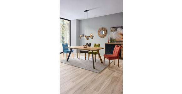 ESSTISCH in Holz 180/90/75 cm  - Eichefarben/Schwarz, Design, Holz/Metall (180/90/75cm) - Linea Natura