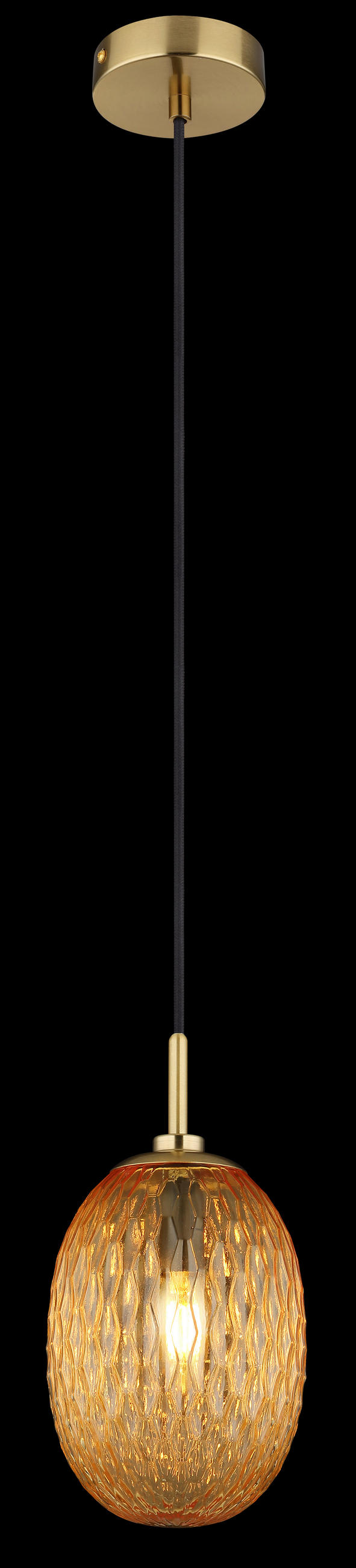 HÄNGELEUCHTE 15/120 cm    - Goldfarben/Schwarz, Basics, Glas/Textil (15/120cm) - Globo