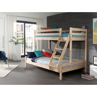 ETAGENBETT 90/140/200 cm,  in Naturfarben, Kieferfarben, Absturzsicherung, Leiter, Rollroste  - Naturfarben/Kieferfarben, MODERN, Holz (90/140/200cm) - Vipack