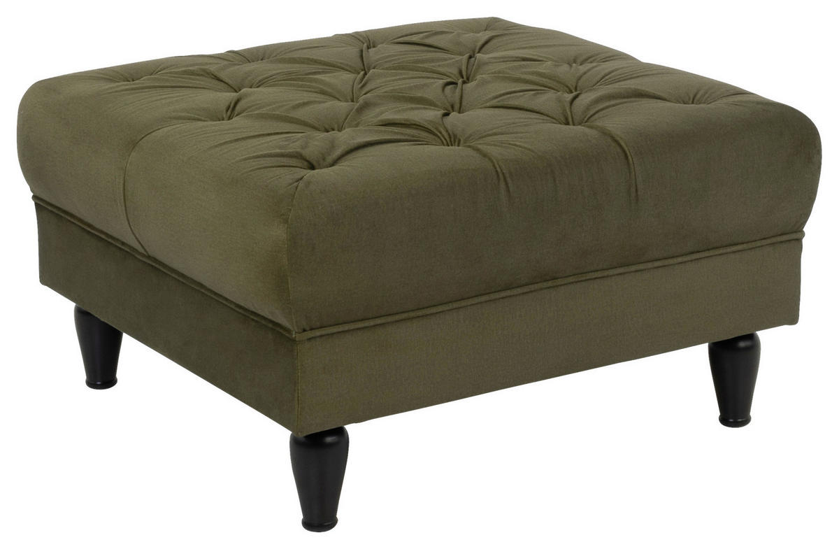 HOCKER in Textil Olivgrün  - Schwarz/Olivgrün, Design, Holz/Textil (82/44/82cm) - MID.YOU