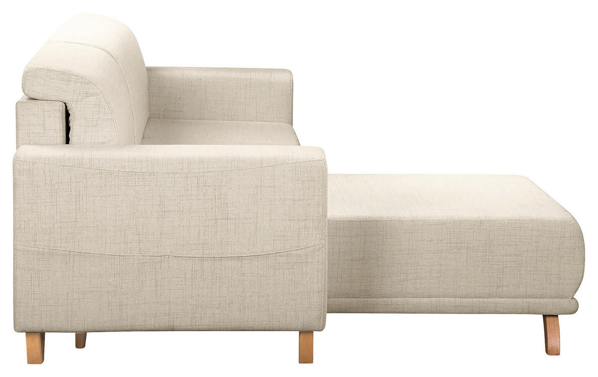 ECKSOFA in Textilgeflecht Hellgrau  - Wengefarben/Hellgrau, Design, Holz/Textil (257/174cm) - Livetastic