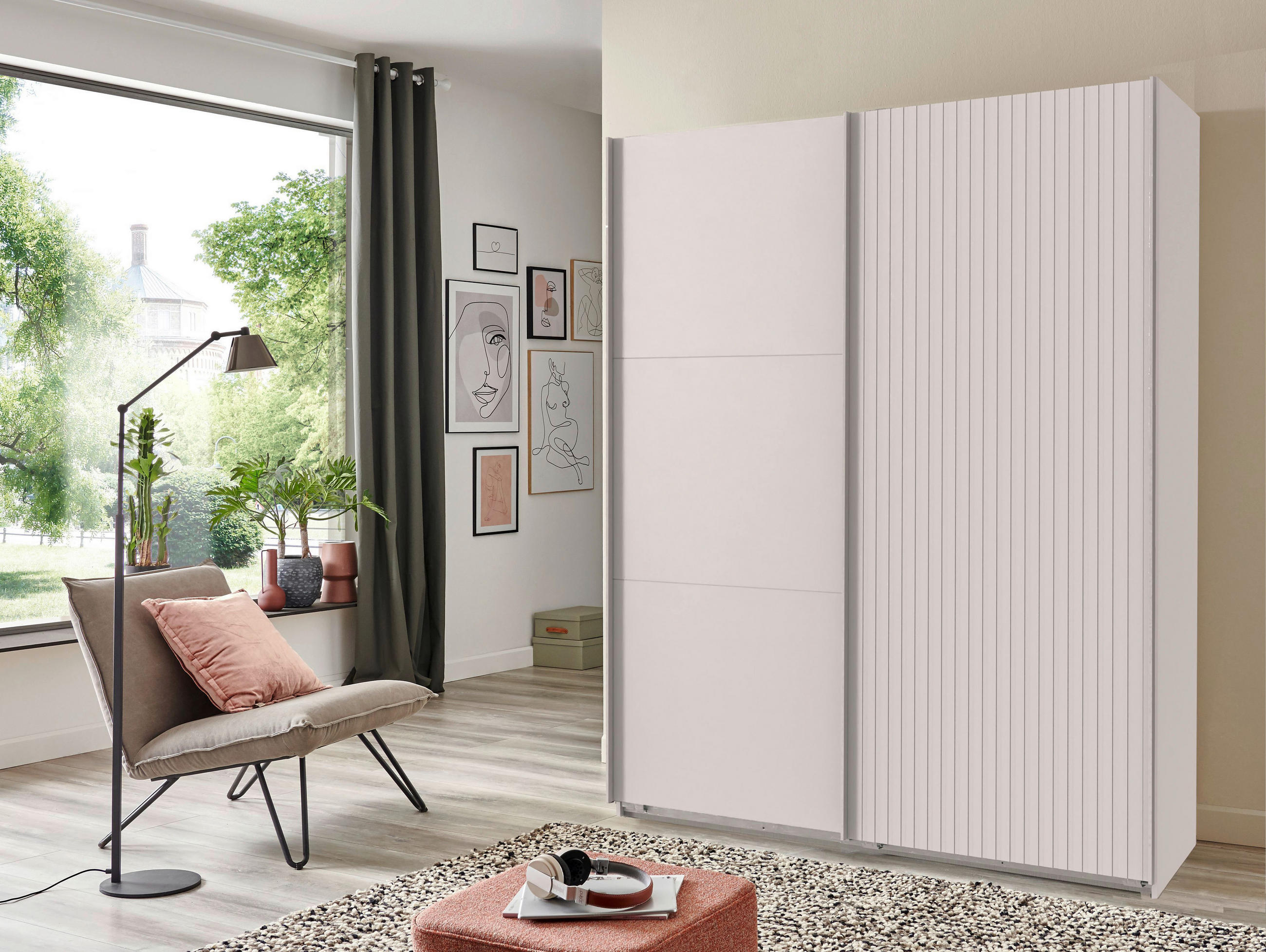 SCHWEBETÜRENSCHRANK in Weiss  - Weiss, Modern, Holzwerkstoff (200/216/65cm) - MID.YOU