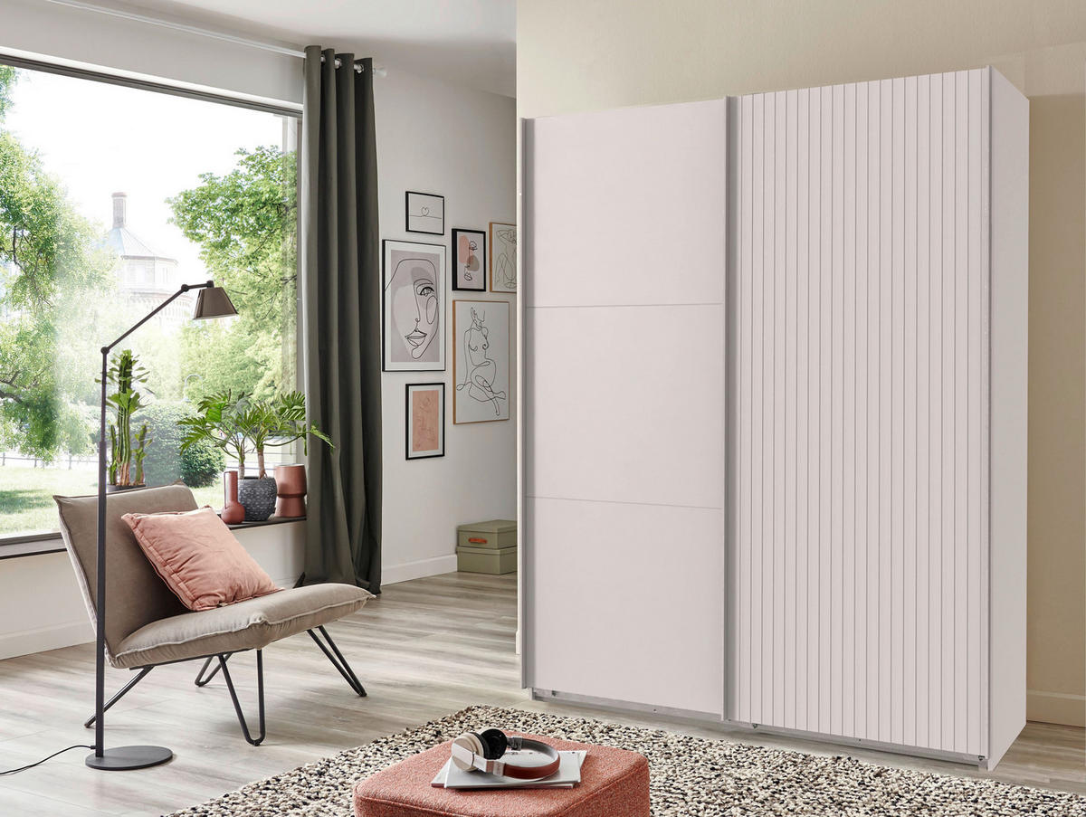 SCHWEBETÜRENSCHRANK 200/216/65 cm 2-türig Weiß  - Weiß, MODERN, Holzwerkstoff (200/216/65cm) - MID.YOU