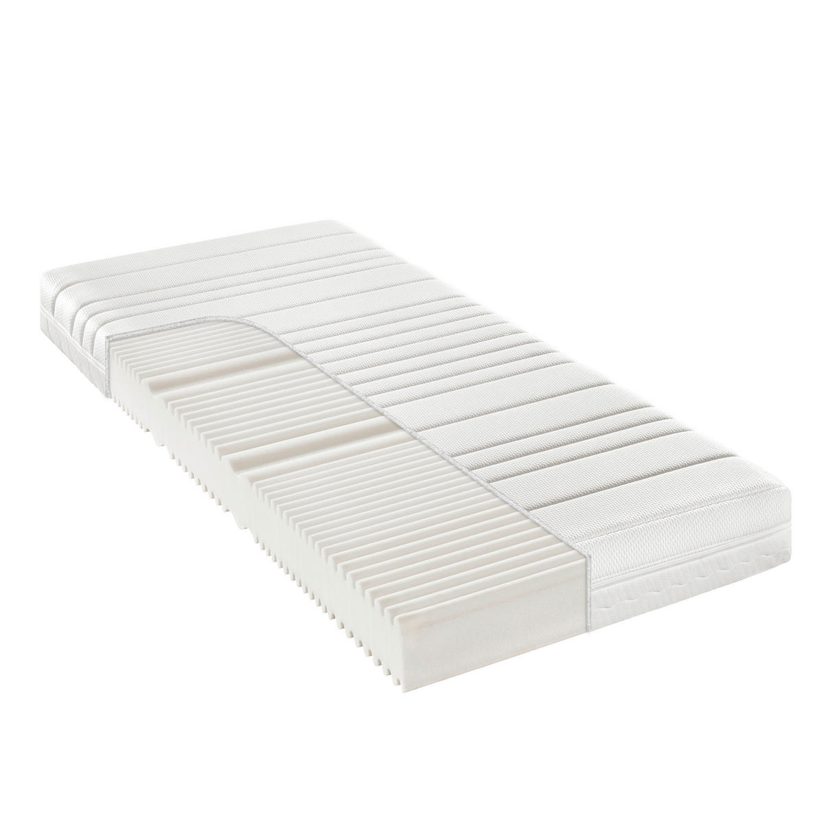 KALTSCHAUMMATRATZE 90/190 cm, Höhe ca.: 18 cm, H3 = fest, 7-Zonen - Weiß, Basics, Textil (90/190cm) - Sleeptex