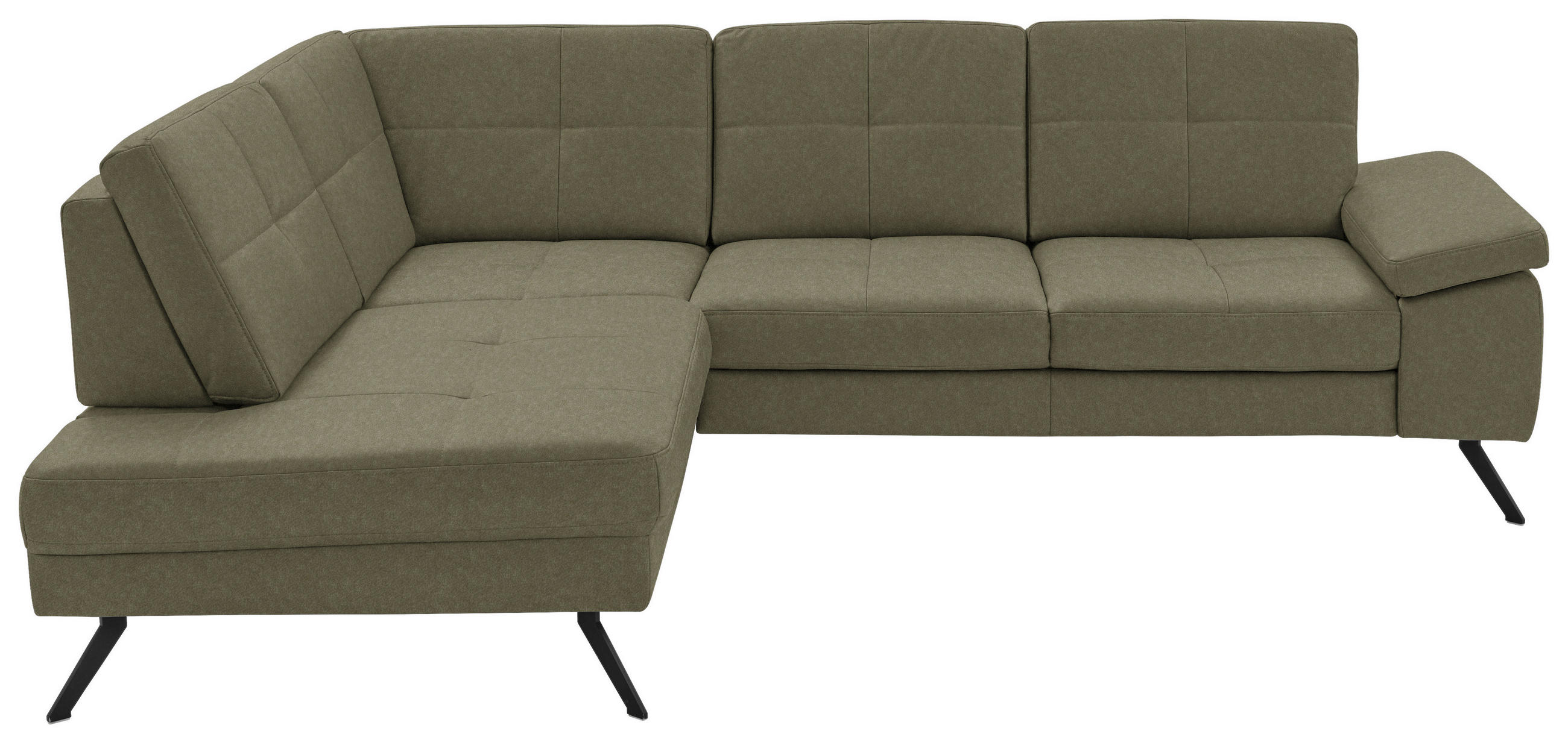 ECKSOFA in Lederlook, Mikrofaser Grün  - Schwarz/Grün, Design, Textil/Metall (194/261cm) - Beldomo System