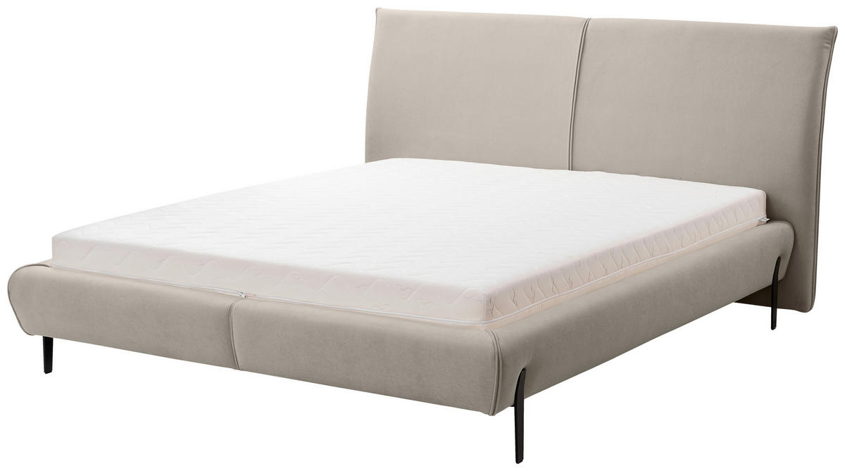 POLSTERBETT Lattenrost Creme 180/200 cm  - Creme/Schwarz, MODERN, Holz/Textil (180/200cm) - MID.YOU