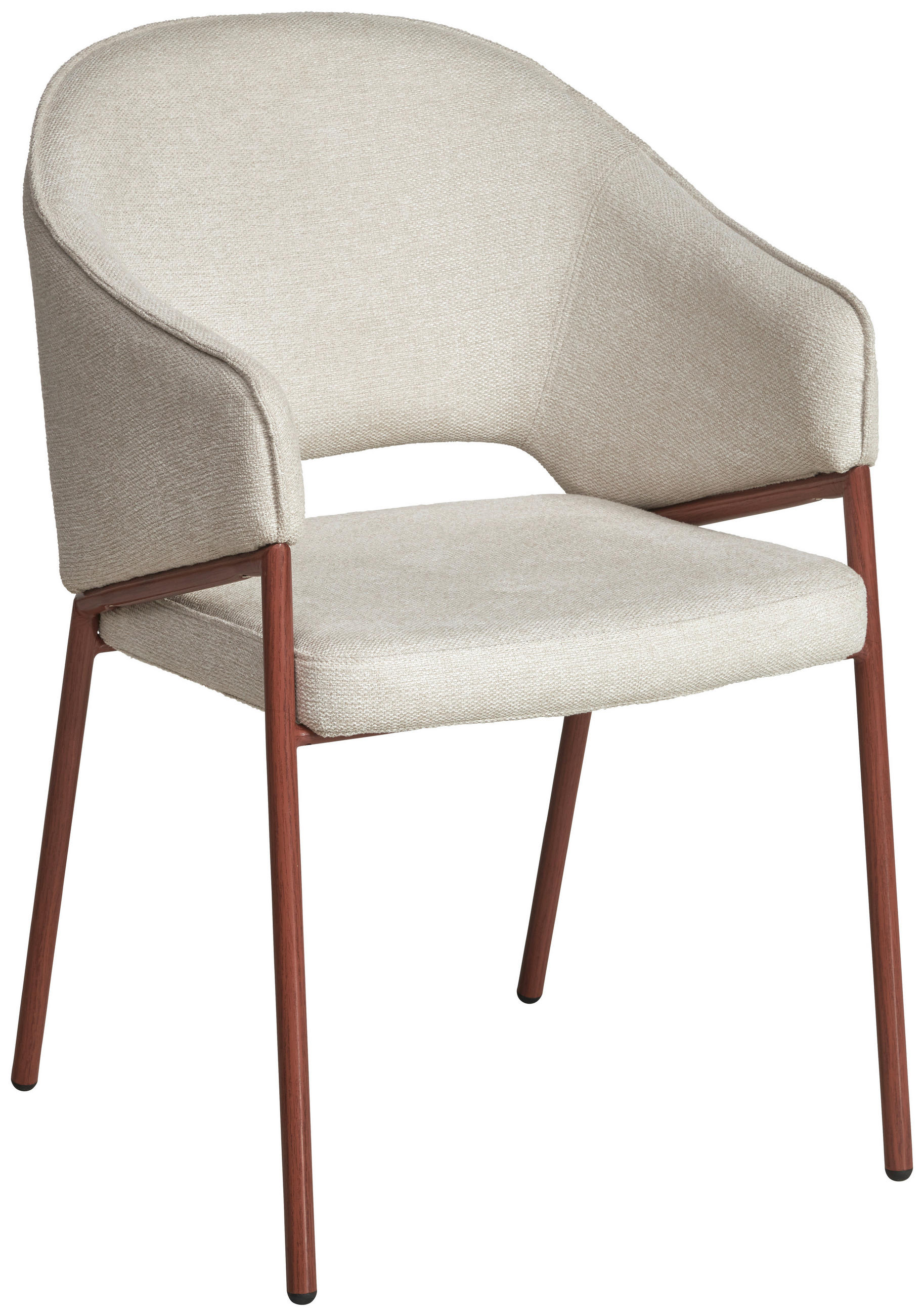 ARMLEHNSTUHL  in Eisen Webstoff  - Beige/Walnussfarben, MODERN, Textil/Metall (64/85/57cm) - MID.YOU