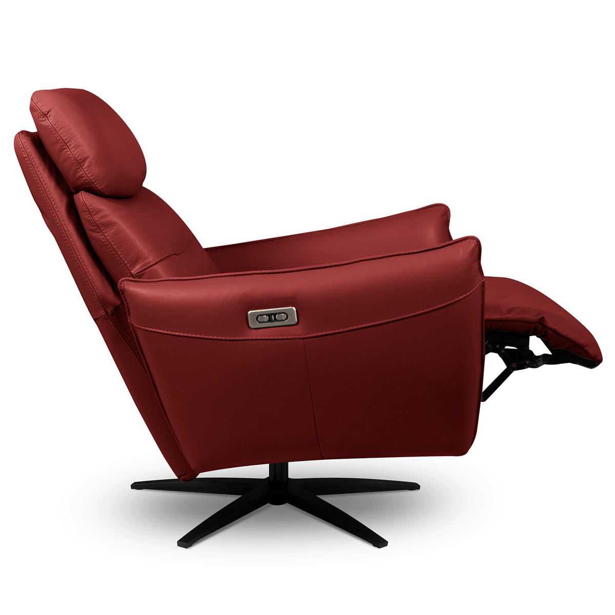RELAXSESSEL Leder Rot  - Rot/Schwarz, Design, Leder/Metall (77/107/88cm) - Livetastic