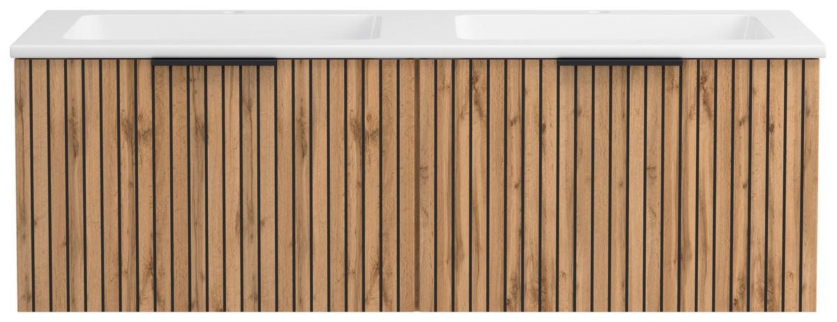 WASCHTISCHKOMBI 120 cm  - Eiche Wotan/Schwarz, MODERN, Holzwerkstoff/Stein (120cm) - Held