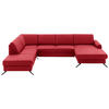 WOHNLANDSCHAFT in Echtleder Rot  - Rot/Schwarz, Design, Leder/Metall (233/339/165cm) - Beldomo Premium