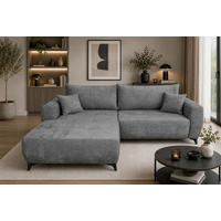 ECKSOFA BELARO Grau Chenille  - Schwarz/Grau, Design, Textil/Metall (177/246cm) - P & B