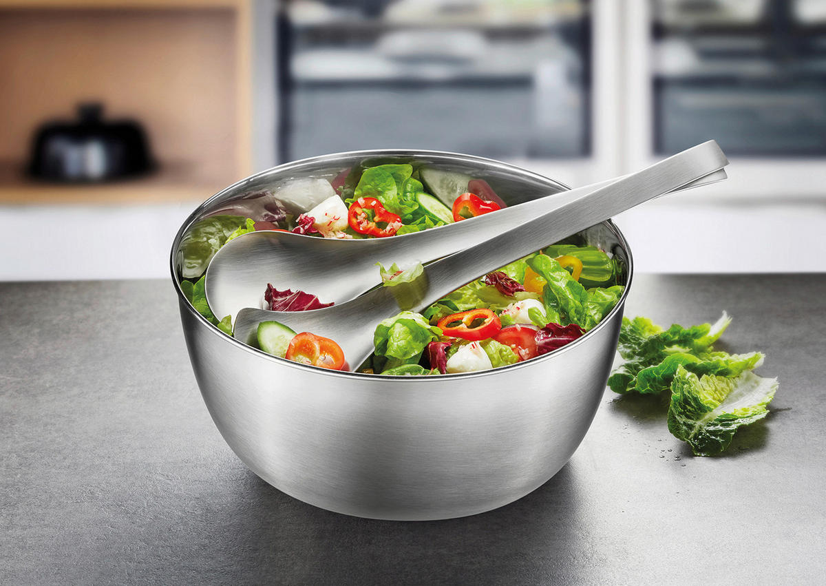 SALATSCHLEUDER ROTARE  - Edelstahlfarben/Schwarz, Design, Kunststoff/Metall (25/17,9cm) - Gefu
