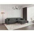 ECKSOFA  in Chenille Dunkelgrau Rückenkissen  300/190 cm  - Dunkelgrau/Schwarz, MODERN, Textil/Metall (300/190cm) - Carryhome