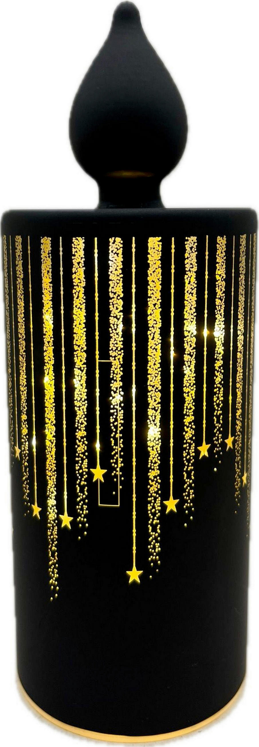 LED-KERZE  - Schwarz, LIFESTYLE, Glas (7,5/20,5cm) - X-Mas