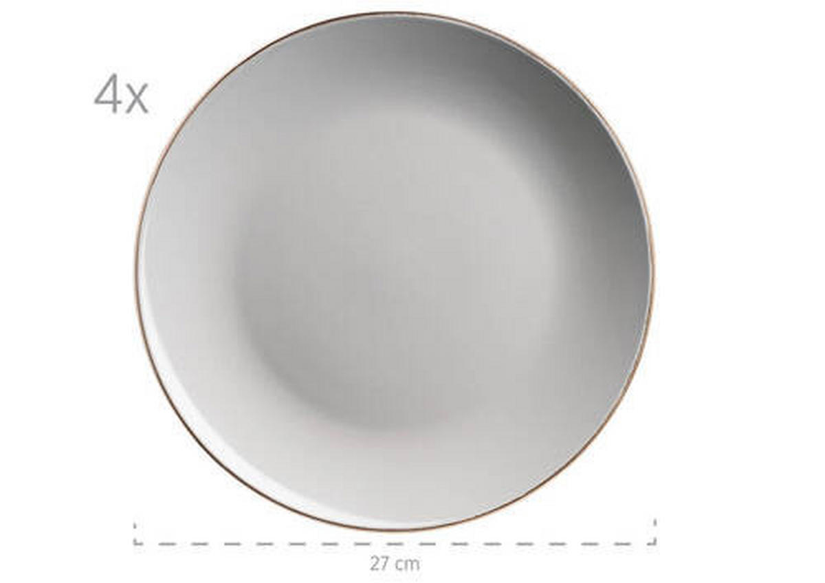 KOMBISERVICE Metallic Rim 16-teilig  - Grau, Basics, Keramik (34/31,5/32cm) - Mäser