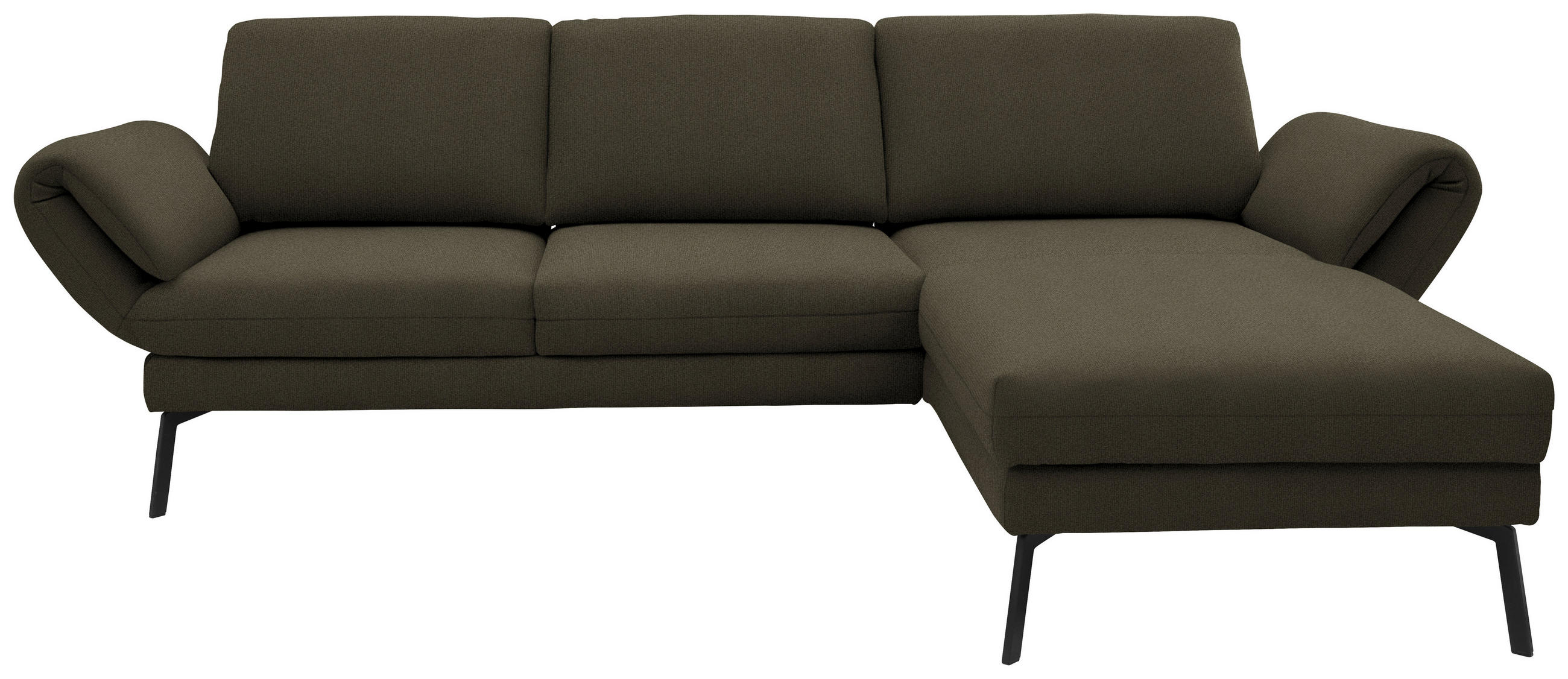 ECKSOFA  in Flachgewebe Dunkelgrün  255-365/175-224 cm  - Dunkelgrün/Schwarz, Design, Textil/Metall (255-365/175-224cm) - Dieter Knoll