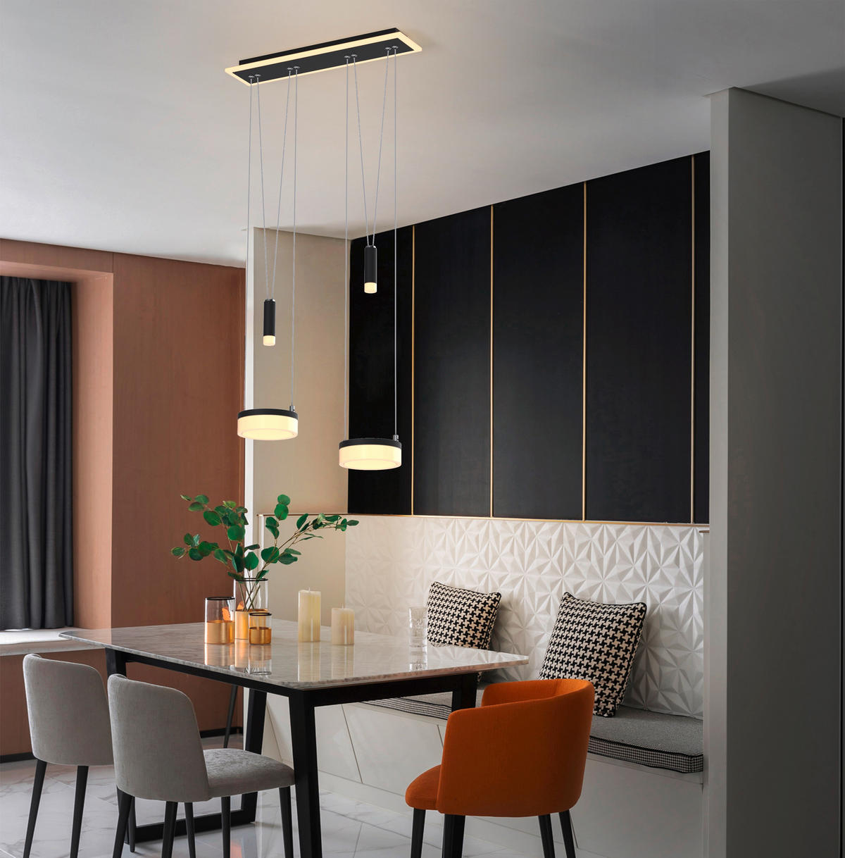 LAMPĂ SUSPENDATĂ CU LED 52/15/150 cm  - negru, Design, plastic/metal (52/15/150cm) - Wofi