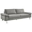 3-SITZER-SOFA in Mikrofaser Grau  - Chromfarben/Beige, Design, Textil/Metall (234/86/97cm) - Hom`in