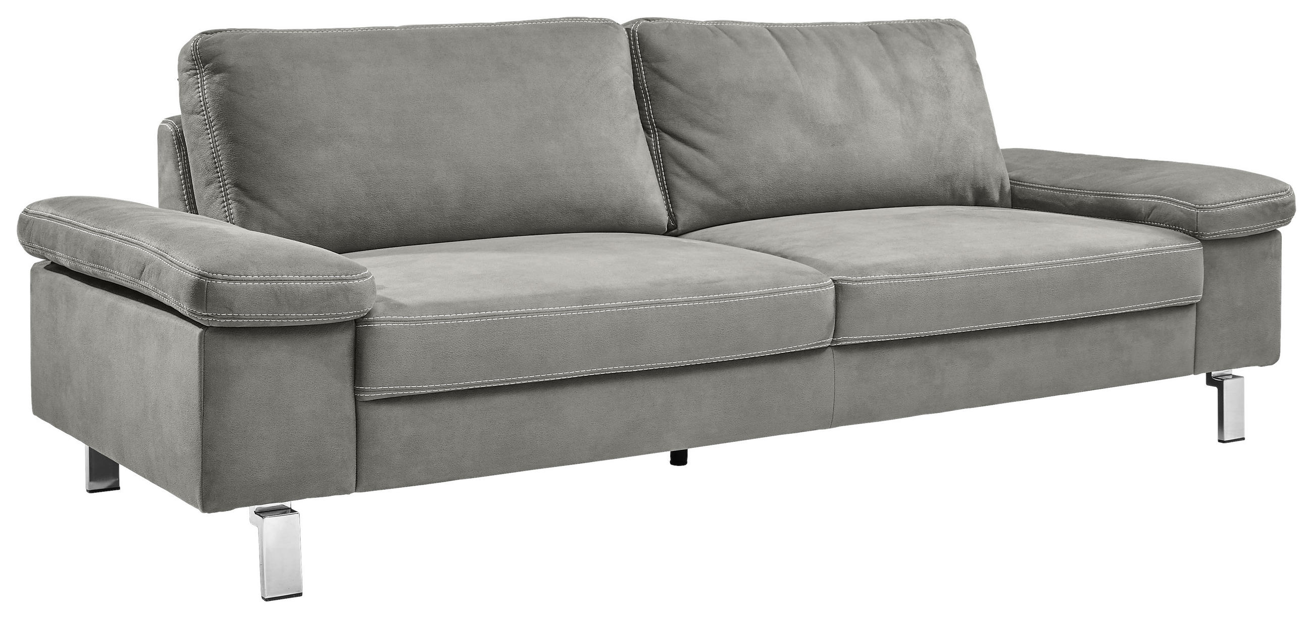 3-SITZER-SOFA Mikrofaser Grau  - Chromfarben/Beige, Design, Textil/Metall (234/86/97cm) - Hom`in