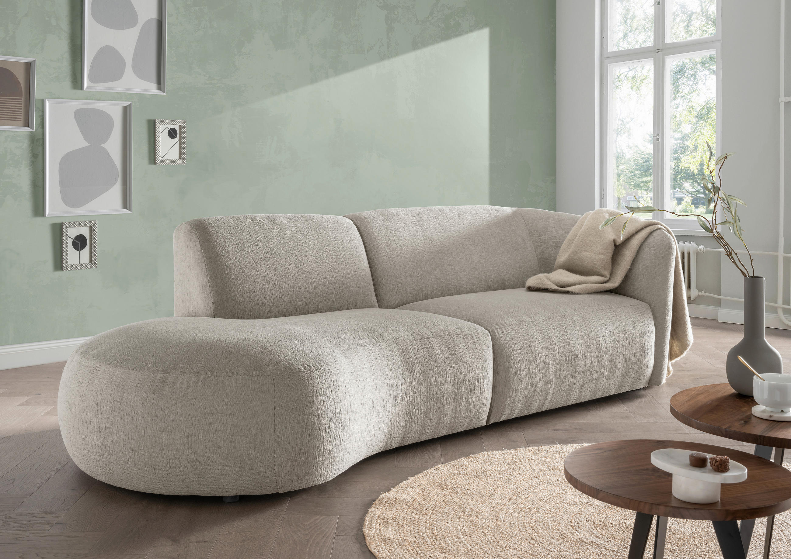 ECKSOFA Jesi Taupe Mikrofaser  - Taupe/Schwarz, MODERN, Kunststoff/Textil (107/238cm) - Livetastic