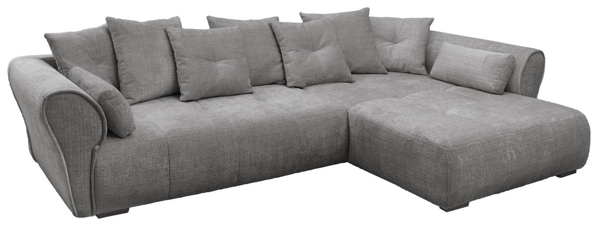 ECKSOFA in Chenille Grau  - Schwarz/Grau, Konventionell, Kunststoff/Textil (330/197cm) - MID.YOU