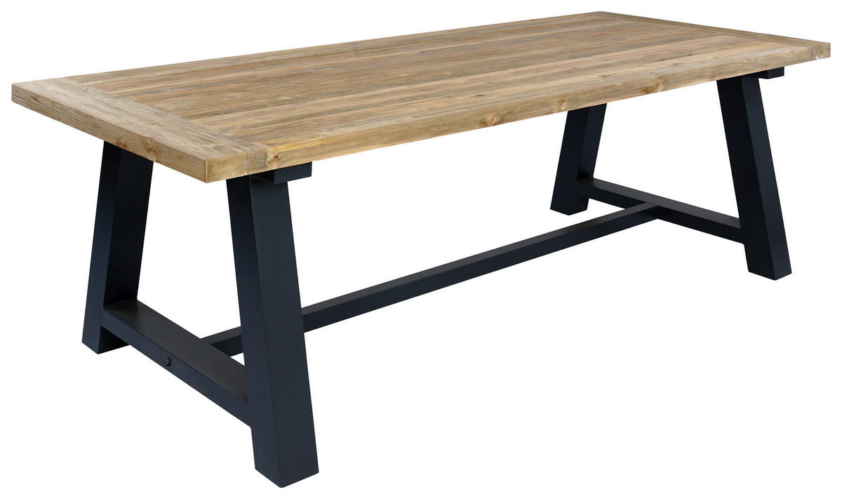 GARTENTISCH 240/100/76 cm Holz, Metall rechteckig  - Anthrazit/Teakfarben, Design, Holz/Metall (240/100/76cm) - Amatio