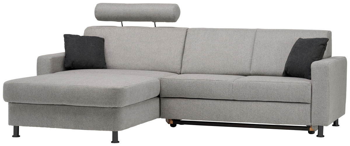 ECKSOFA in Webstoff Platinfarben  - Platinfarben/Schwarz, Design, Kunststoff/Textil (165/257cm) - Xora