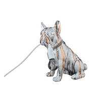 DECORAȚIUNE BULLDOG - argintiu/alb, Basics, plastic/textil (25/15/29cm)