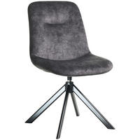 STUHL  in Edelstahl Velours Metall, Textil  - Schwarz/Grau, Basics, Textil/Metall (51/89/61cm) - Celina Home