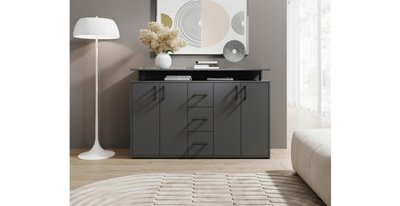 SIDEBOARD in 139/90/34 cm - Anthrazit/Schwarz, KONVENTIONELL, Holzwerkstoff/Kunststoff (139/90/34cm) - Carryhome