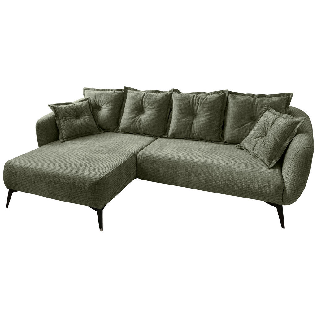Thumbnail - Livetastic Ecksofa, Olivgrün, Textil, 4-Sitzer, Füllung: Schaumstoff, L-Form, Ottomane links, 277x162 cm, Made in EU, Rü...