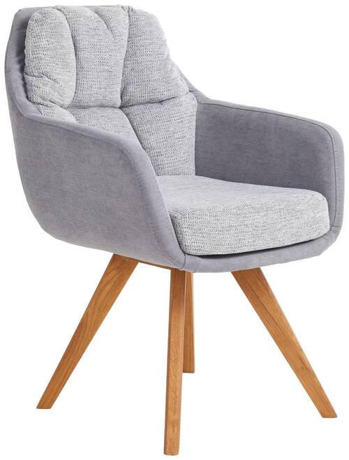ARMLEHNSTUHL  in Flachgewebe  - Eichefarben/Grau, Design, Holz/Textil (65/85/68cm) - Linea Natura