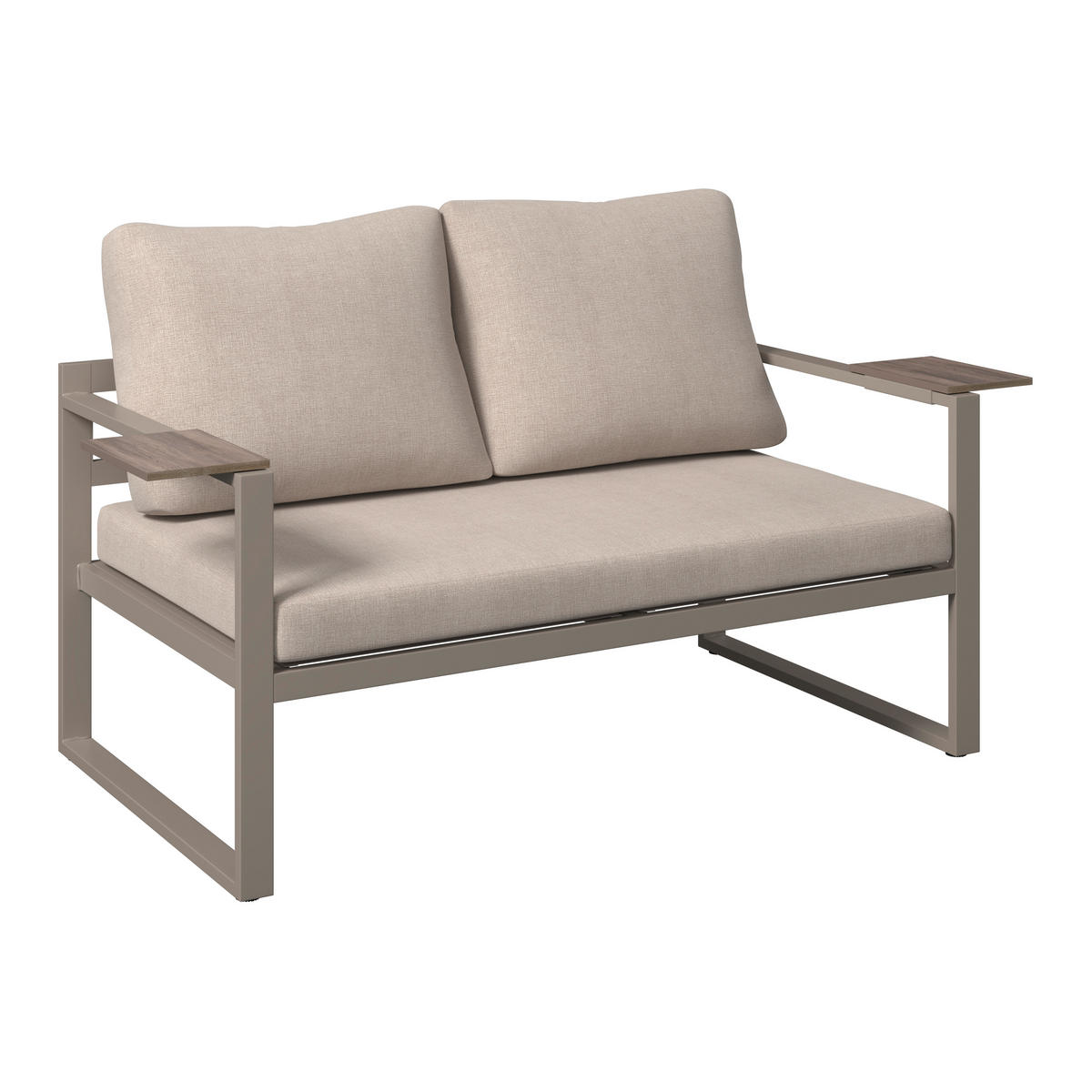 LOUNGEGARNITUR Stahl  - Dunkelgrau/Beige, MODERN, Kunststoff/Textil (155/65/74cm) - Ambia Garden