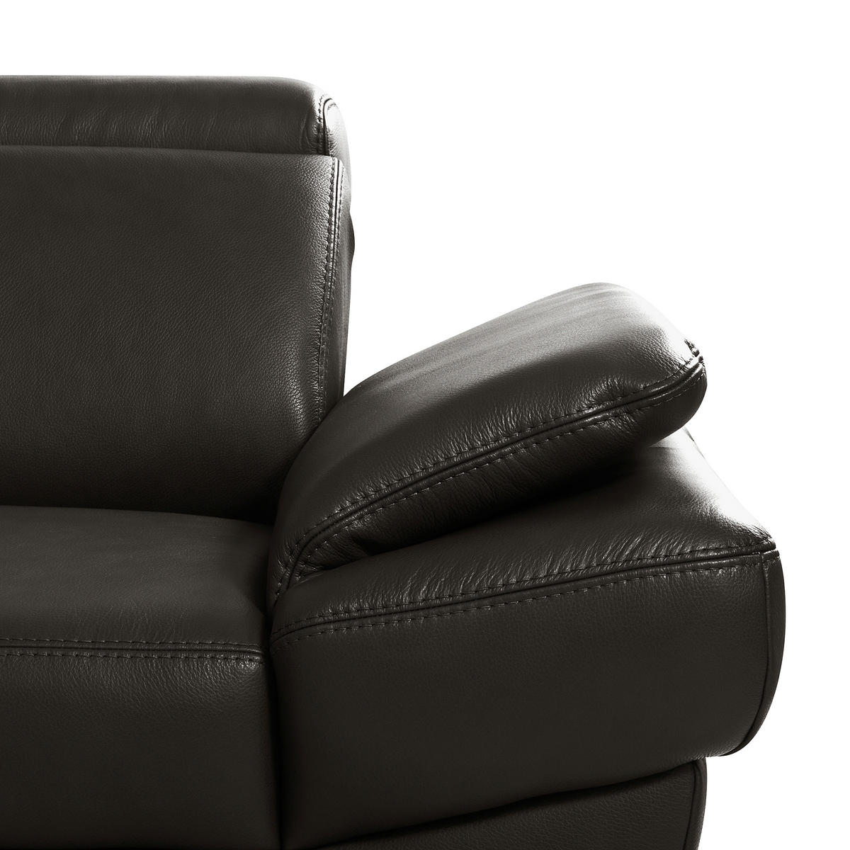 ECKSOFA  in Lederlook Echtleder Dunkelbraun  - Dunkelbraun/Schwarz, Design, Leder/Textil (211/264cm) - Livetastic