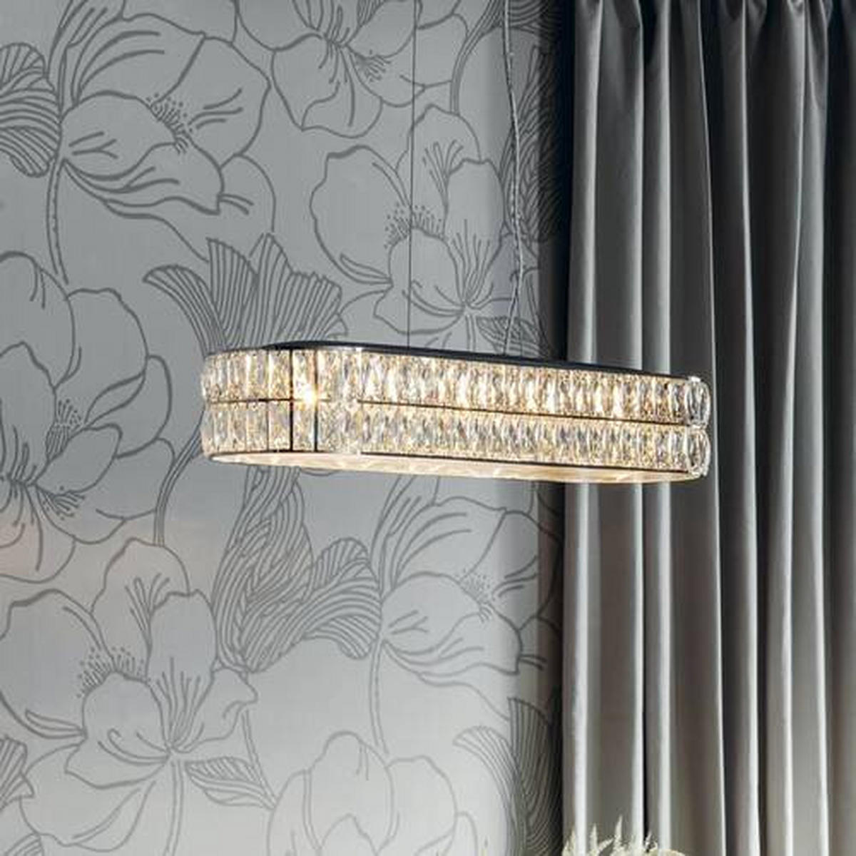 KRISTALL-HÄNGELEUCHTE 23/136 cm   - Klar/Chromfarben, KONVENTIONELL, Glas (23/136cm) - ENDON