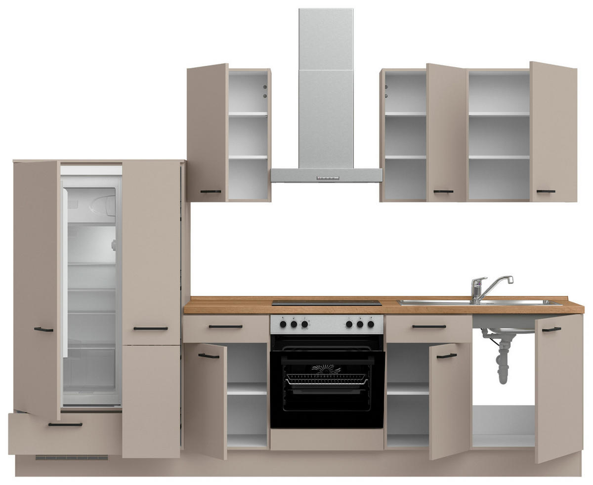 KÜCHENBLOCK Easytouch 300 cm  in Eichefarben, Sandfarben  - Sandfarben/Eichefarben, MODERN, Holzwerkstoff/Metall (300cm) - Nobilia