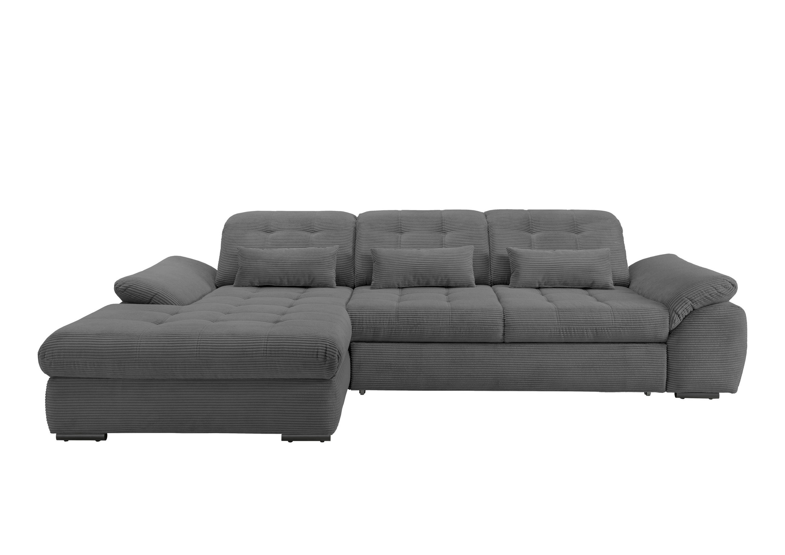 ECKSOFA in Cord Grau - Schwarz/Grau, Modern, Textil/Metall (184/314cm) - Livetastic