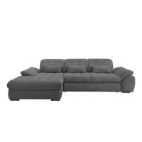 ECKSOFA in Cord Grau  - Schwarz/Grau, Modern, Textil/Metall (184/314cm) - Livetastic