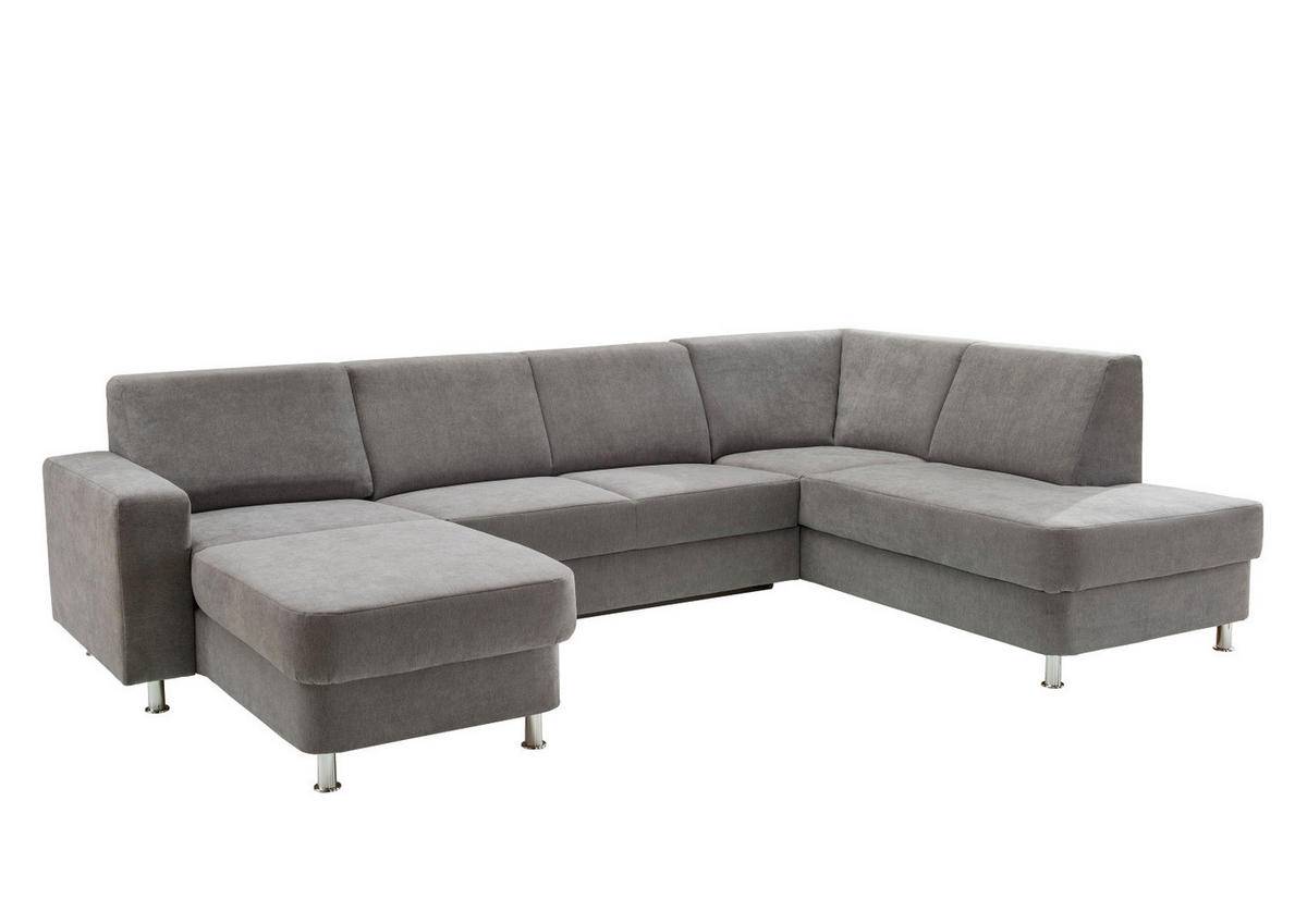 WOHNLANDSCHAFT Grau Chenille  - Chromfarben/Grau, Design, Kunststoff/Textil (165/301/198cm) - Xora